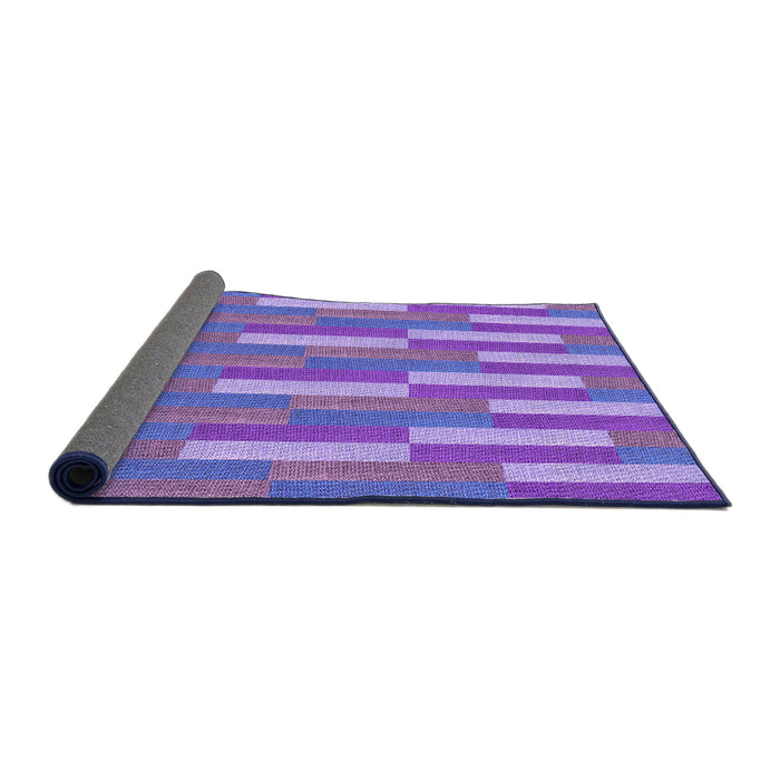 Thickness of Patterned Blue Violet Purple Rug, pat3538pur