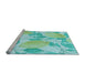 Sideview of Machine Washable Transitional Aquamarine Green Rug, wshpat3539lblu