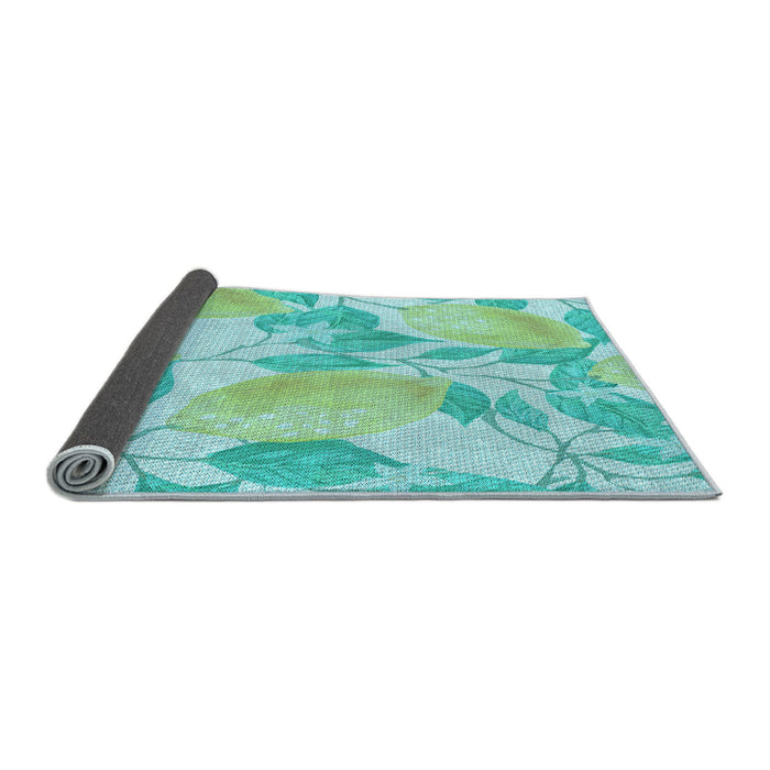 Thickness of Patterned Aquamarine Green Rug, pat3539lblu
