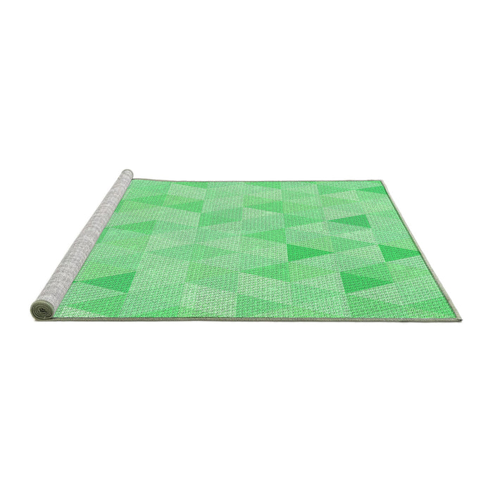 Sideview of Machine Washable Transitional Green Rug, wshpat354grn