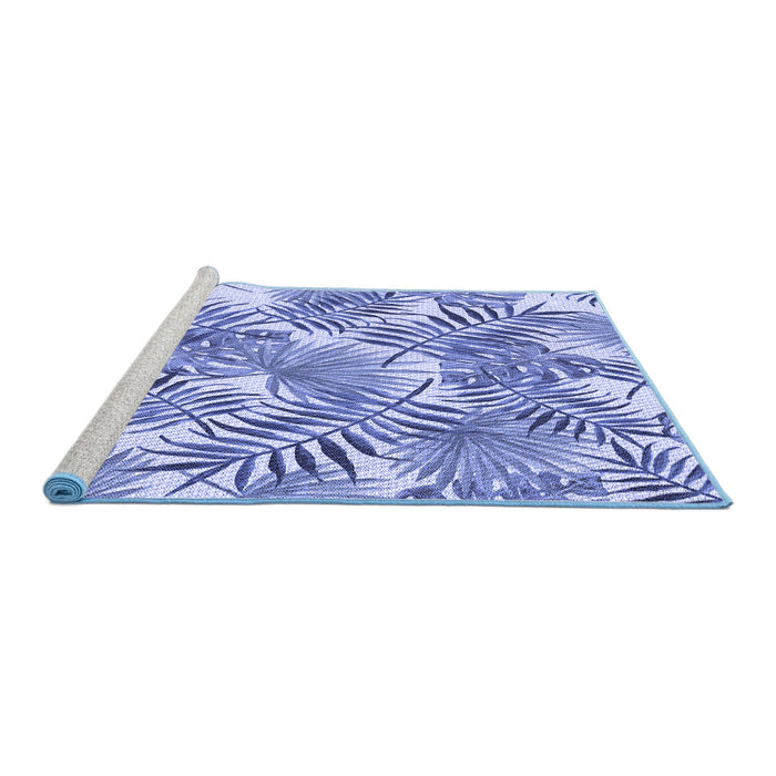 Sideview of Machine Washable Transitional Blue Rug, wshpat3540blu
