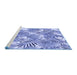 Sideview of Machine Washable Transitional Blue Rug, wshpat3540blu