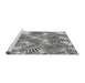 Sideview of Machine Washable Transitional Platinum Silver Gray Rug, wshpat3540gry