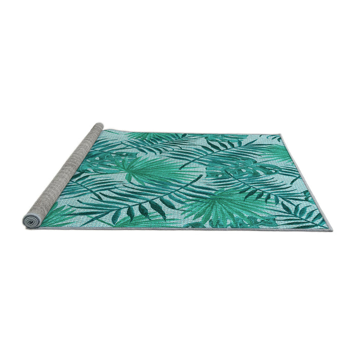 Sideview of Machine Washable Transitional Light Sea Green Rug, wshpat3540lblu