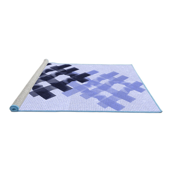 Sideview of Machine Washable Transitional Blue Rug, wshpat3541blu