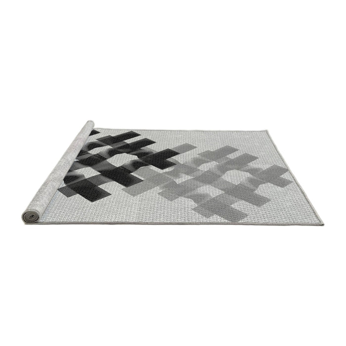Sideview of Machine Washable Transitional Smokey Gray Rug, wshpat3541gry