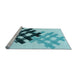 Sideview of Machine Washable Transitional Deep-Sea Green Rug, wshpat3541lblu