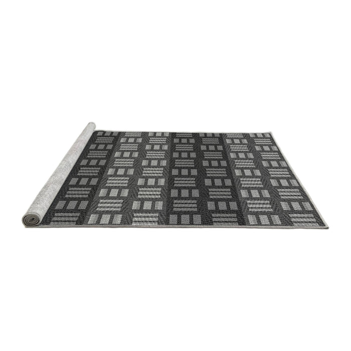 Sideview of Machine Washable Transitional Dark Gray Black Rug, wshpat3544gry