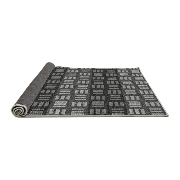 Thickness of Patterned Dark Gray Black Rug, pat3544gry