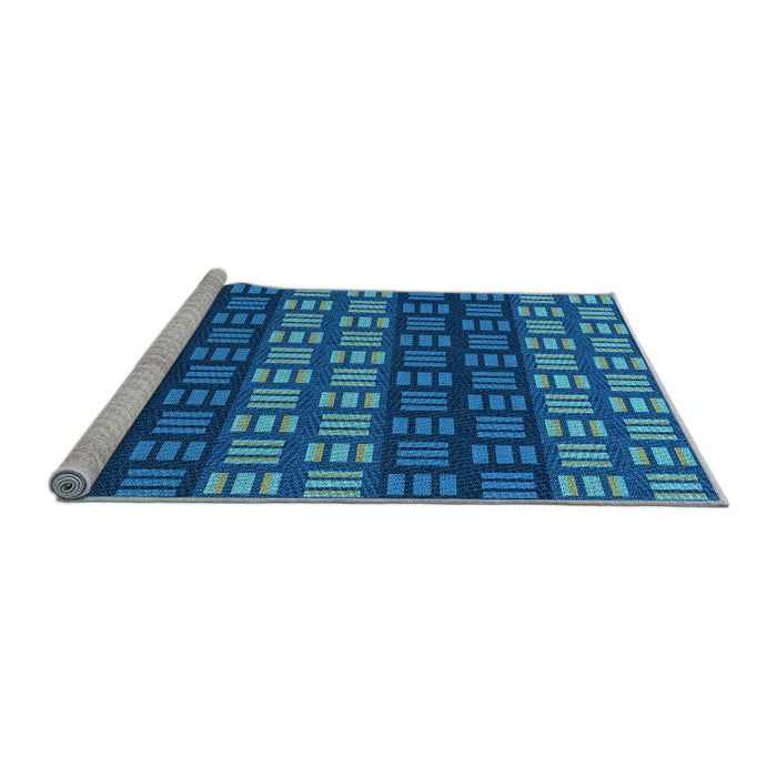 Sideview of Machine Washable Transitional Blueberry Blue Rug, wshpat3544lblu