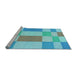 Sideview of Machine Washable Transitional Macaw Blue Green Rug, wshpat3546lblu