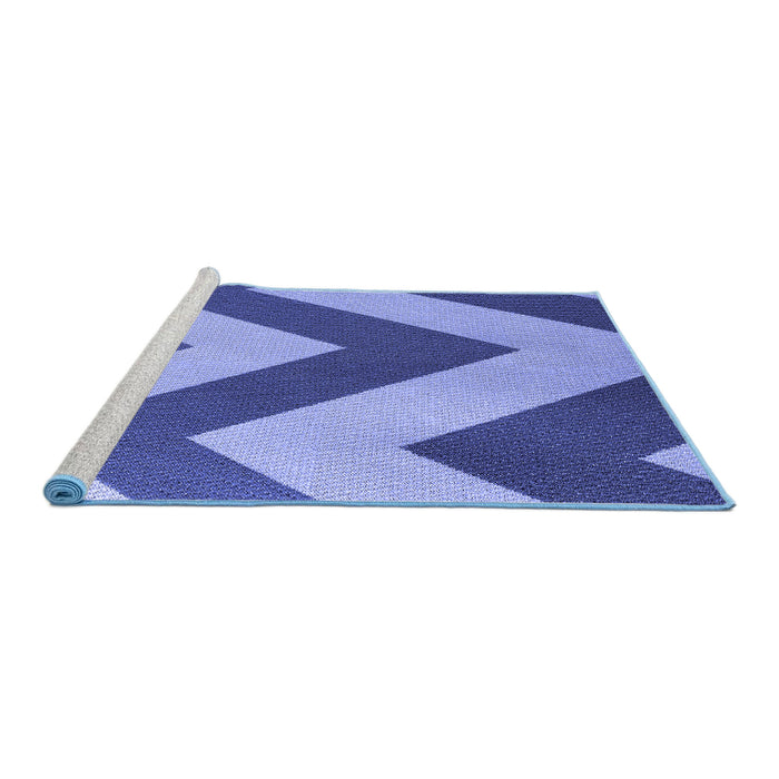 Sideview of Machine Washable Transitional Denim Blue Rug, wshpat3547blu