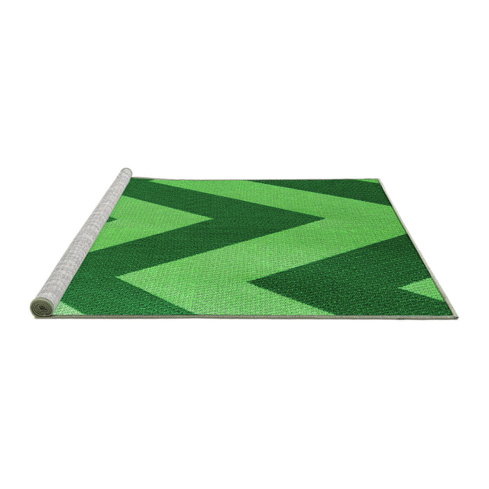 Sideview of Machine Washable Transitional Green Rug, wshpat3547grn