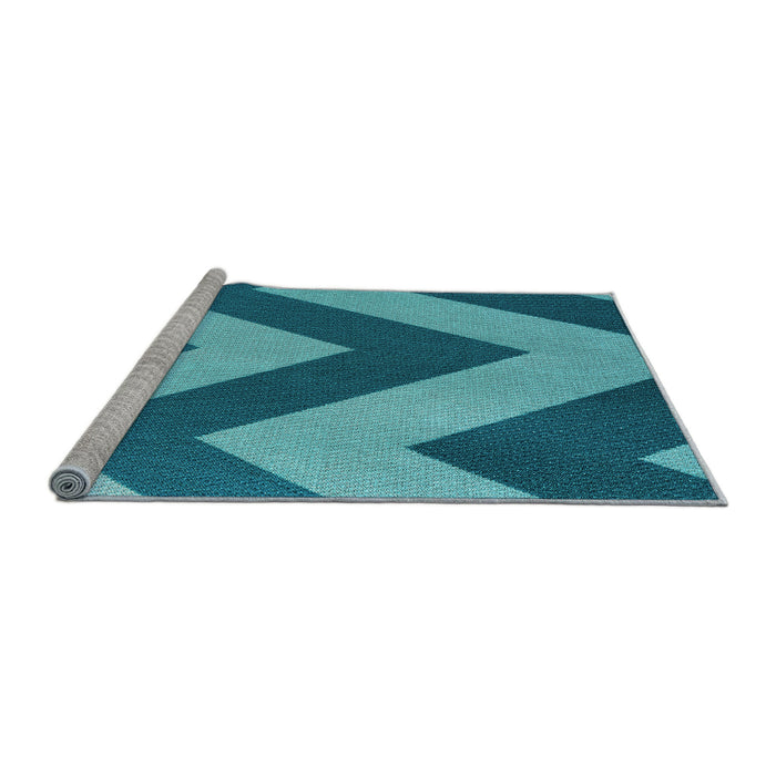Sideview of Machine Washable Transitional Dark Cyan Green Rug, wshpat3547lblu