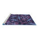 Sideview of Machine Washable Transitional Slate Blue Rug, wshpat3548blu