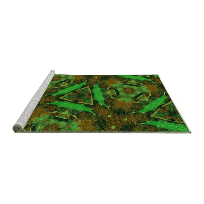 Sideview of Machine Washable Transitional Dark Lime Green Rug, wshpat3548grn