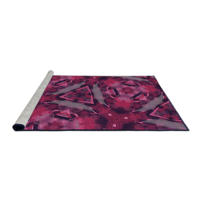 Sideview of Machine Washable Transitional Carbon Red Rug, wshpat3548pur