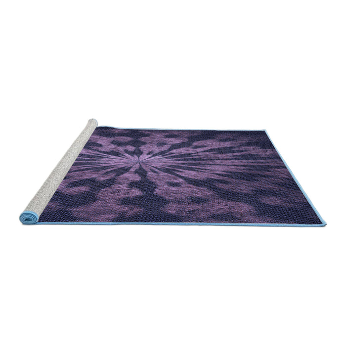 Sideview of Machine Washable Transitional Purple Sage Bush Purple Rug, wshpat3549blu