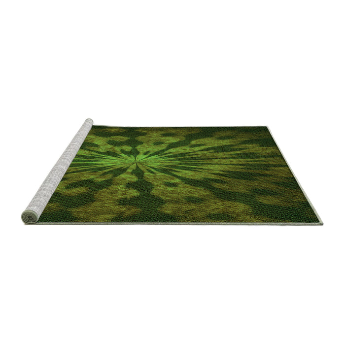 Sideview of Machine Washable Transitional Dark Forest Green Rug, wshpat3549grn