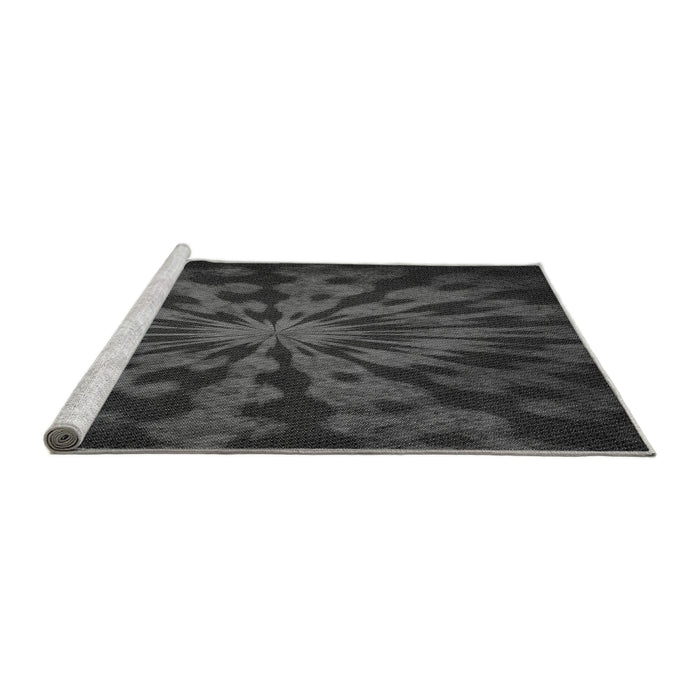 Sideview of Machine Washable Transitional Charcoal Black Rug, wshpat3549gry