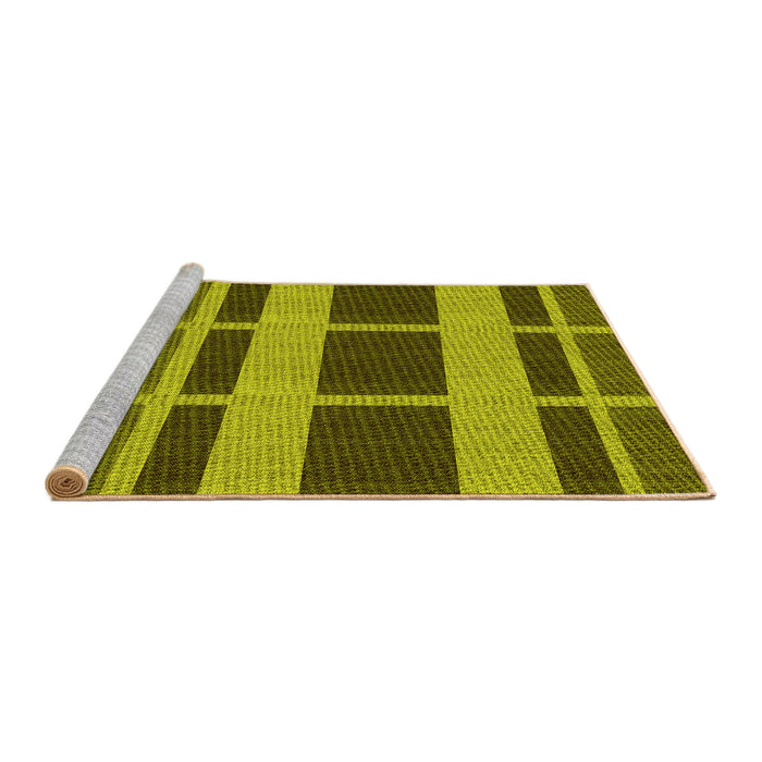 Sideview of Machine Washable Transitional Green Rug, wshpat3553yw