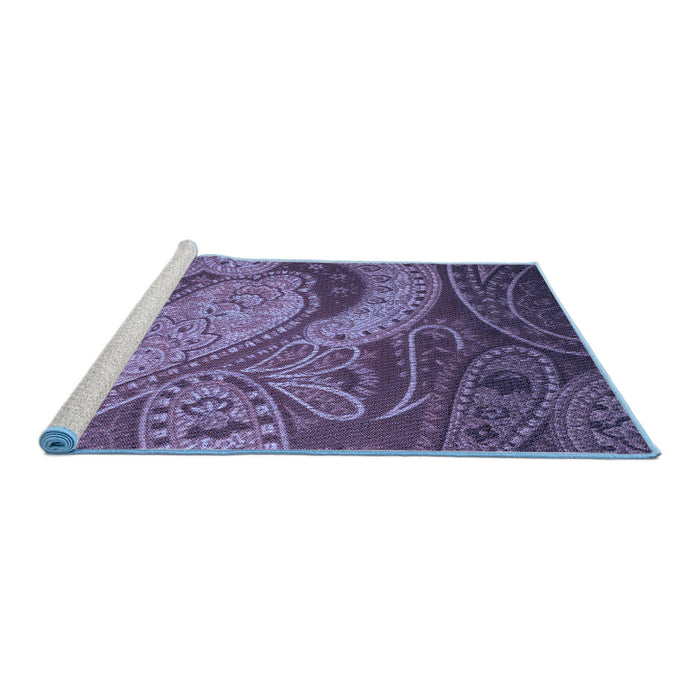 Sideview of Machine Washable Transitional Plum Purple Rug, wshpat3555blu