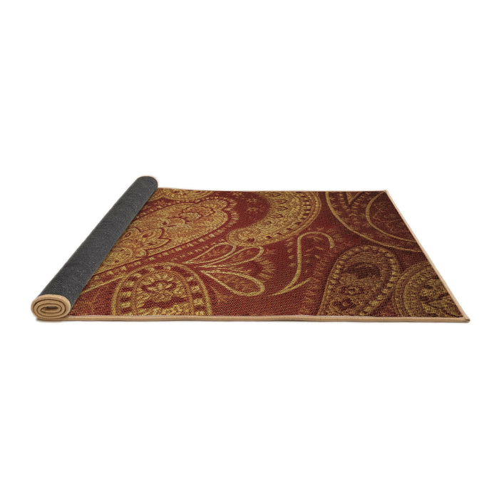 Thickness of Patterned Orange Rug, pat3555brn