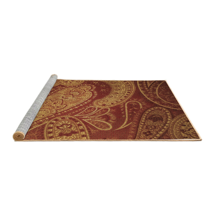 Sideview of Machine Washable Transitional Orange Rug, wshpat3555brn