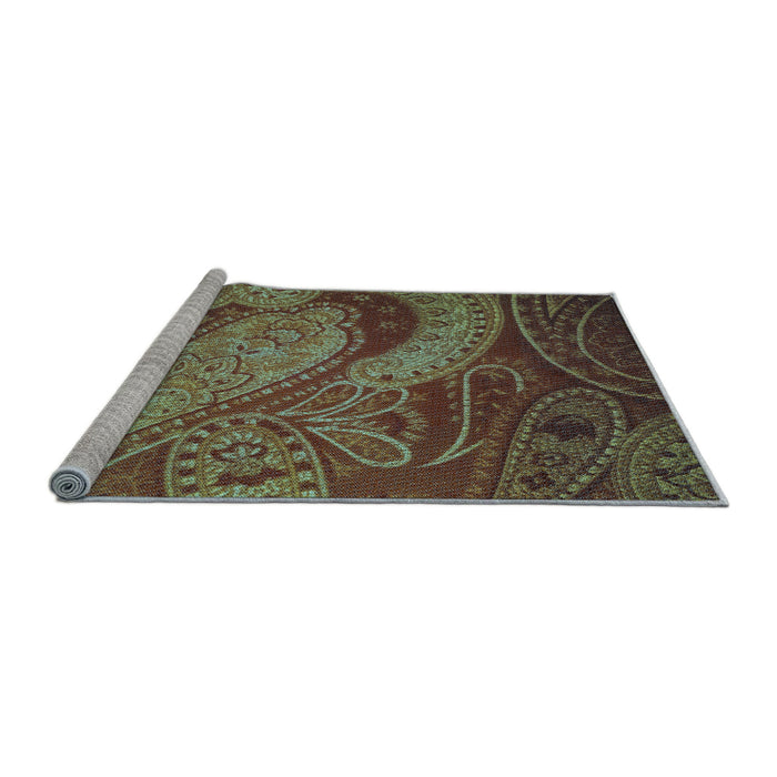 Sideview of Machine Washable Transitional Red Brown Rug, wshpat3555lblu