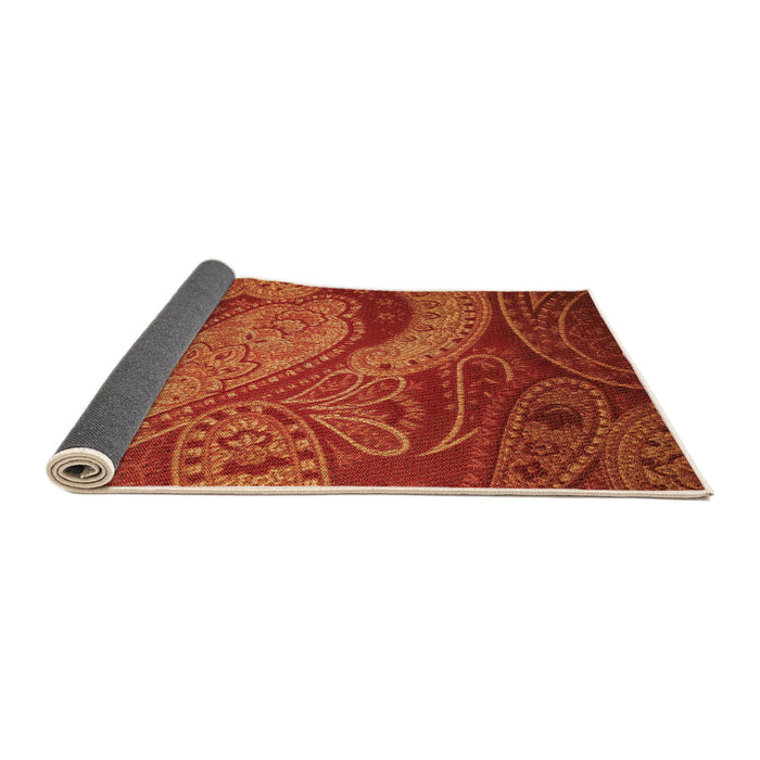 Thickness of Patterned Orange Red Orange Rug, pat3555org