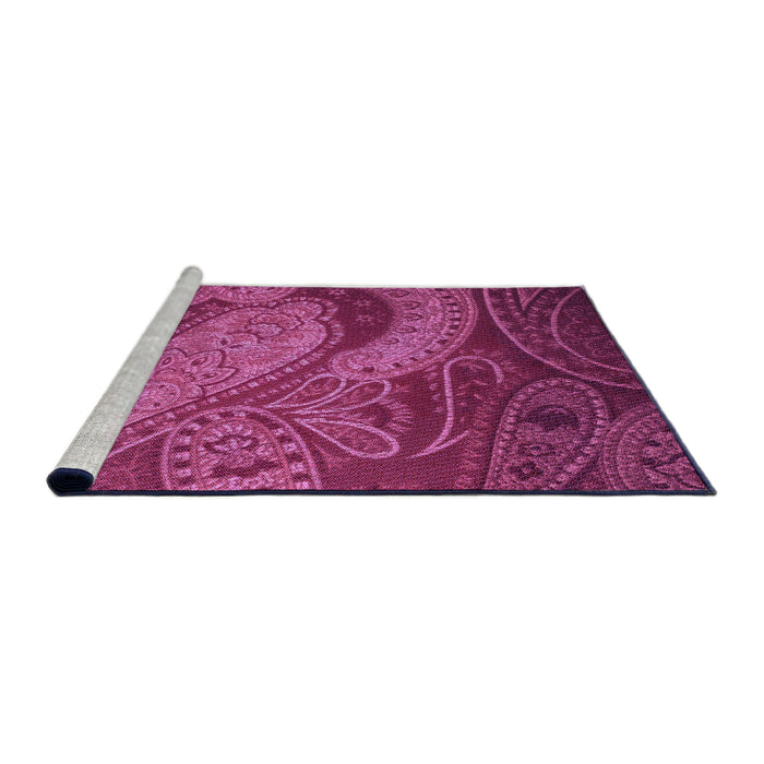 Sideview of Machine Washable Transitional Neon Pink Rug, wshpat3555pur