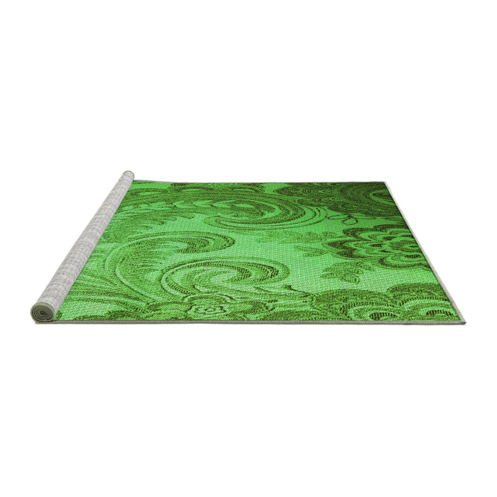 Sideview of Machine Washable Transitional Forest Green Rug, wshpat3556grn