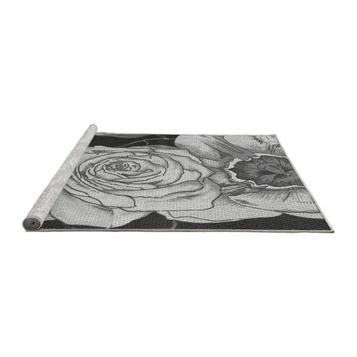 Sideview of Machine Washable Transitional Silver Gray Rug, wshpat3557gry