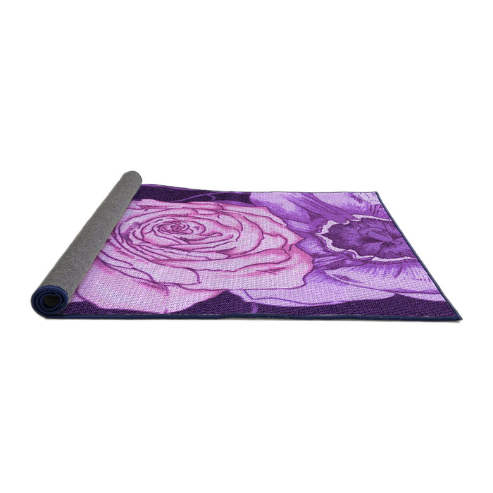 Thickness of Patterned Violet Purple Rug, pat3557pur