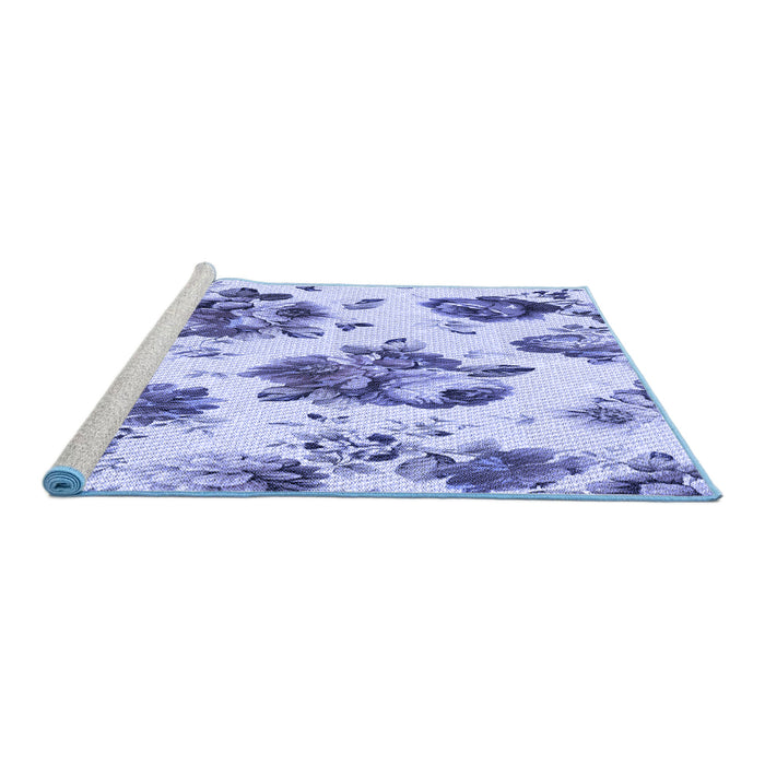 Sideview of Machine Washable Transitional Blue Rug, wshpat3558blu