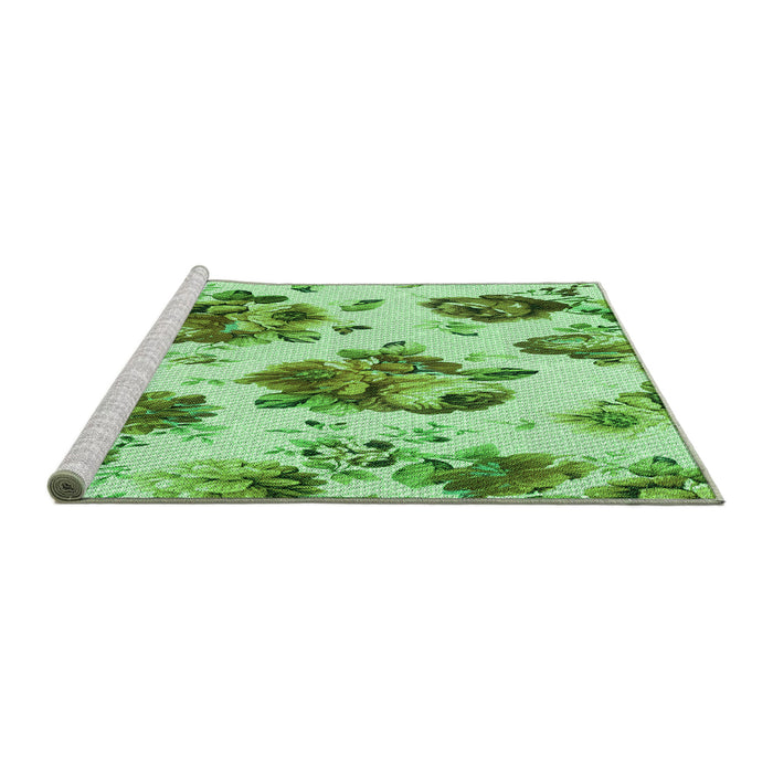 Sideview of Machine Washable Transitional Dark Lime Green Rug, wshpat3558grn