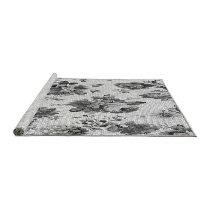 Sideview of Machine Washable Transitional Silver Gray Rug, wshpat3558gry