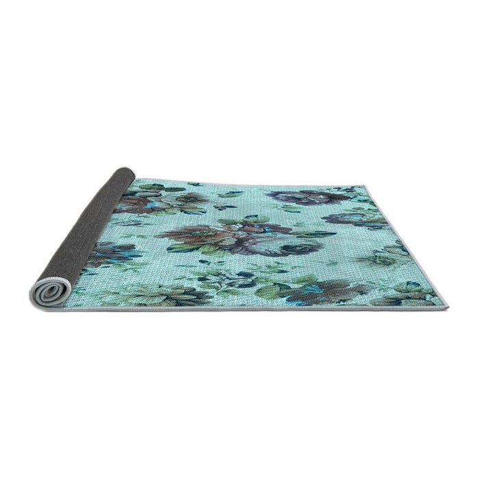 Thickness of Patterned Deep-Sea Green Rug, pat3558lblu