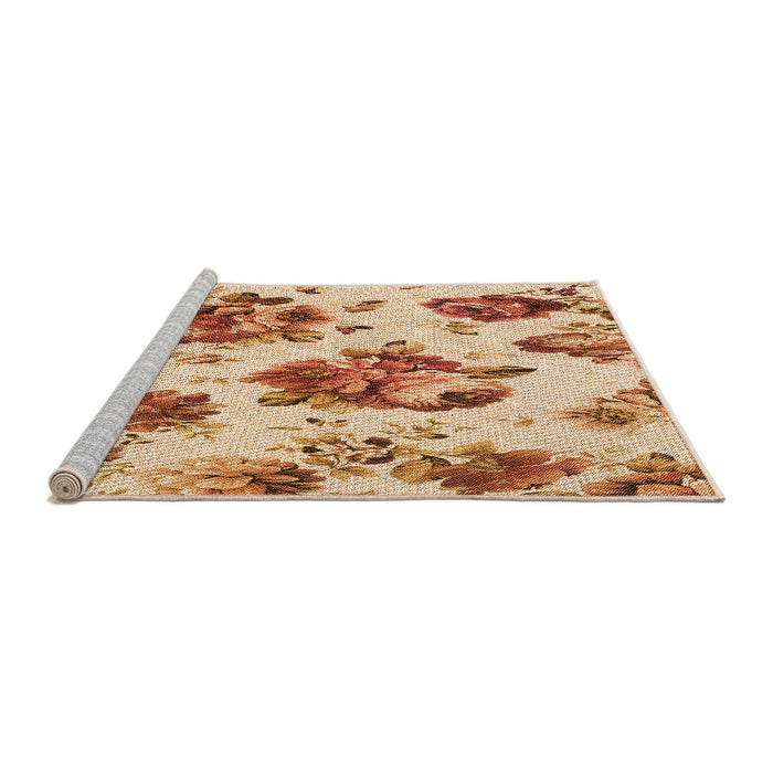 Sideview of Machine Washable Transitional Pastel Orange Rug, wshpat3558org