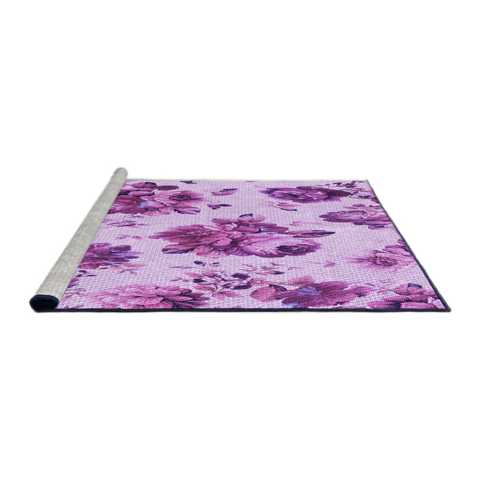 Sideview of Machine Washable Transitional Blossom Pink Rug, wshpat3558pur