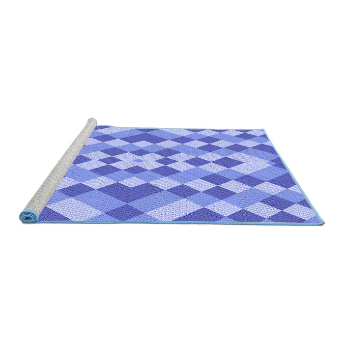 Sideview of Machine Washable Transitional Blue Rug, wshpat3559blu