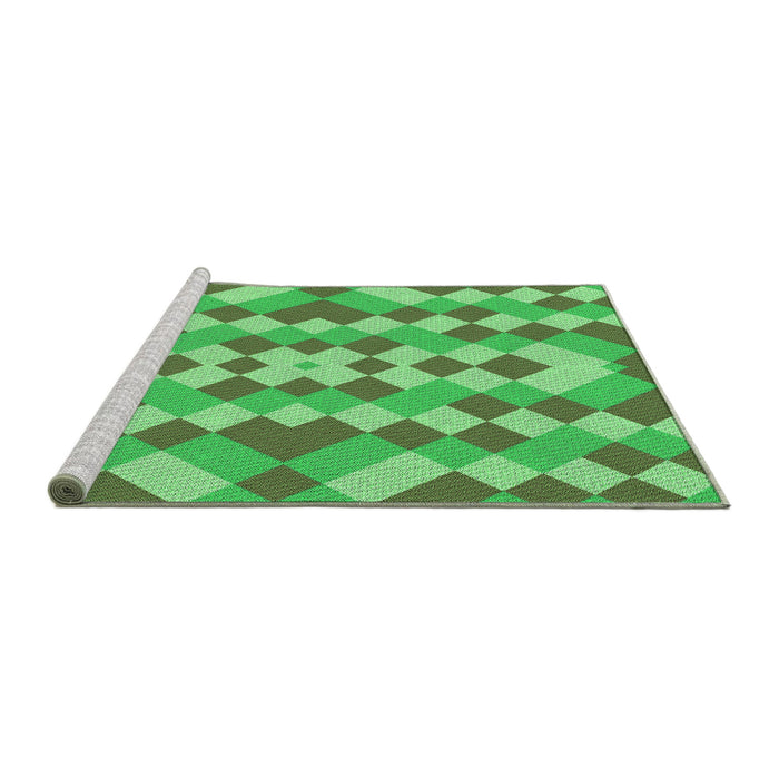 Sideview of Machine Washable Transitional Dark Lime Green Rug, wshpat3559grn