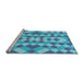 Sideview of Machine Washable Transitional Blue Rug, wshpat3559lblu