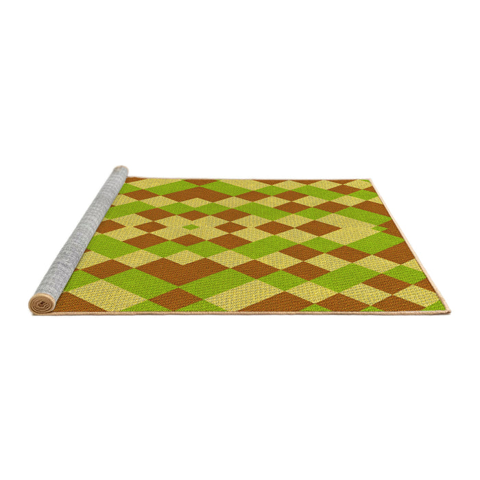 Sideview of Machine Washable Transitional Neon Yellow Green Rug, wshpat3559yw