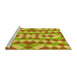 Sideview of Machine Washable Transitional Neon Yellow Green Rug, wshpat3559yw