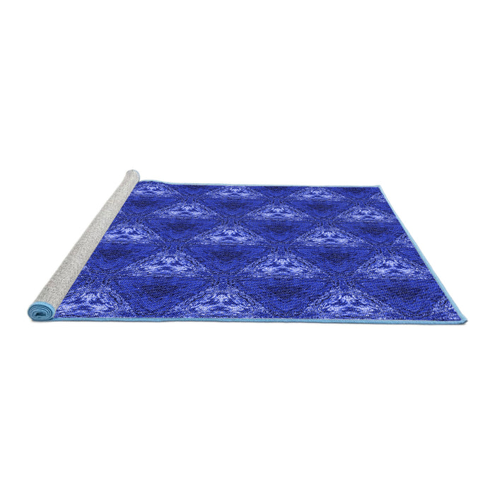 Sideview of Machine Washable Transitional Blue Rug, wshpat356blu