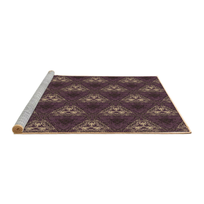 Sideview of Machine Washable Transitional Dark Almond Brown Rug, wshpat356brn