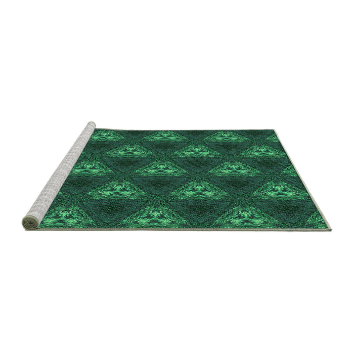 Sideview of Machine Washable Transitional Deep Teal Green Rug, wshpat356grn