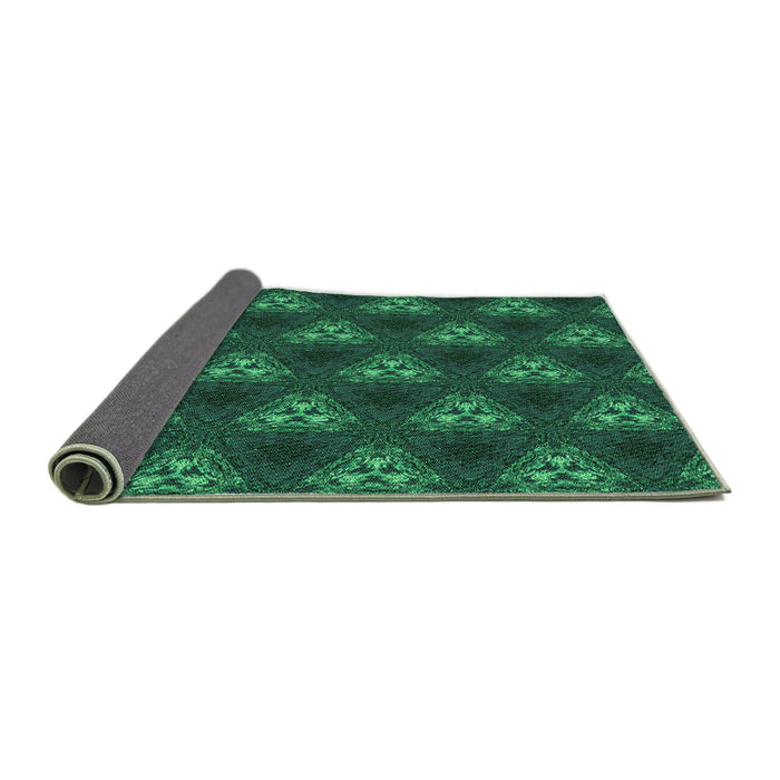 Thickness of Patterned Deep Teal Green Rug, pat356grn
