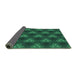 Thickness of Patterned Deep Teal Green Rug, pat356grn